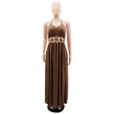 Sexy Hollow Backless Tie Split Maxi Dress GYLY-10177
