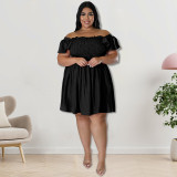 Plus Size Summer Short Sleeve Dress GDAM- 218198