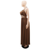 Sexy Hollow Backless Tie Split Maxi Dress GYLY-10177