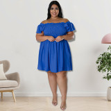 Plus Size Summer Short Sleeve Dress GDAM- 218198