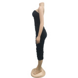 Solid Color Pleated Tube Tops Dress BY-6585