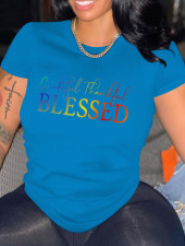 Plus Size Letter Print Round Neck T-shirt GQF-0251