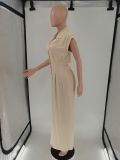 Solid Short Sleeve Wide Leg Jumpsuit BN-9421