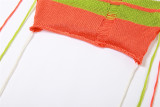 Fashion Knit Contrast Color Top Short Skirt Two Piece Set XEF- W23S29009