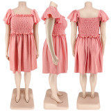 Plus Size Summer Short Sleeve Dress GDAM- 218198