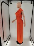 Solid Short Sleeve Wide Leg Jumpsuit BN-9421