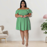 Plus Size Summer Short Sleeve Dress GDAM- 218198