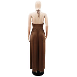 Sexy Hollow Backless Tie Split Maxi Dress GYLY-10177