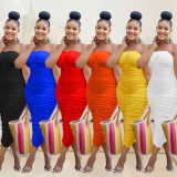 Solid Color Pleated Tube Tops Dress BY-6585