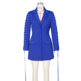 Fashion Solid Color Long Sleeve Bandage Blazer ZSD-0612