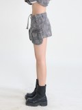 Fashion Camouflage Patchwork Big Pockets Denim Skirt ZSD-0610