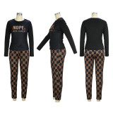 Letter Print Long Sleeve Fashion Print Pants Set XHSY-19596