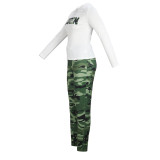 Letter Print Long Sleeve Fashion Print Pants Set XHSY-19596