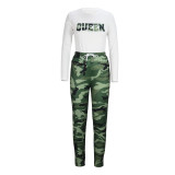 Letter Print Long Sleeve Fashion Print Pants Set XHSY-19596