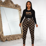 Letter Print Long Sleeve Fashion Print Pants Set XHSY-19596