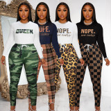 Letter Print Long Sleeve Fashion Print Pants Set XHSY-19596