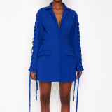 Fashion Solid Color Long Sleeve Bandage Blazer ZSD-0612