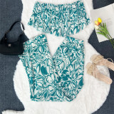 Fashion Print One Shoulder Two Piece Pants Set GYLY-10196