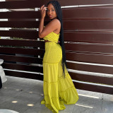 Solid Color Wrap Chest And Pants Loose 2 Piece Set BN-9435