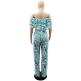 Fashion Print One Shoulder Two Piece Pants Set GYLY-10196