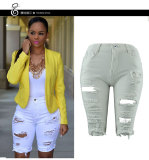 Plus Size Fashion Denim Holes Five Point Pant XCFF-8851