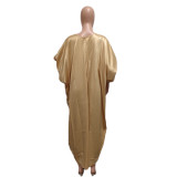 Solid Color Simulated Silk Maxi Dress QYXZ-9133