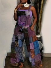 Print Sleeveless Patchwork Jumpsuit SH-390588