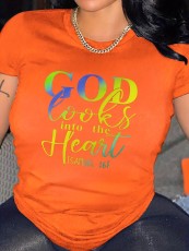 Short Sleeve Letter Print T Shirt SH-390619