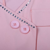 Sexy Hot Drill Bra And Heart Hollow Out Blazer 2 Piece Set NY-2760