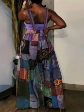 Print Sleeveless Patchwork Jumpsuit SH-390588