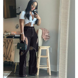 Casual Patchwork Hollow Out Straight Pants QYXZ-9127
