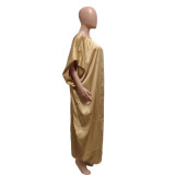 Solid Color Simulated Silk Maxi Dress QYXZ-9133