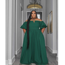 Plus Size Solid Color Big Swing Maxi Dress QYXZ-9131