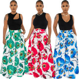 Casual Print High Waist Wide Leg Pants XMY-9446