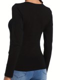 Black Letter Print O Neck T Shirt SH-390642