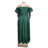 Plus Size Solid Color Big Swing Maxi Dress QYXZ-9131