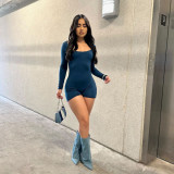 Sexy Solid Long Sleeve Backless Romper ASL-6687