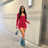 Sexy Solid Long Sleeve Backless Romper ASL-6687