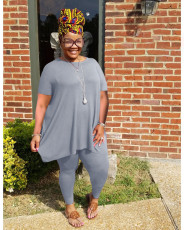 Plus Size Solid Color Loose Two Piece Shorts Set WAF-77620