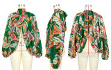 Tie Printed Chiffon Bat Sleeve Top ASL-6690