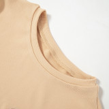 Solid Color Skinny Short Sleeve Top Shorts Casual Suit MXBF-K23ST288