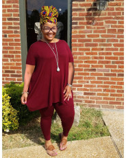 Plus Size Solid Color Loose Two Piece Shorts Set WAF-77620