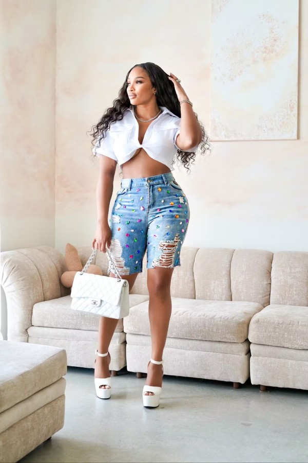 Summer Print Casual Slim Short SH-390713