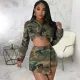 Fashion Patchwork Denim Camouflage Print Short Coat HSF-2735