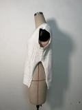 Solid Color Bat Sleeve Slit Sweater QXTF-8204