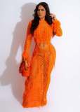 Knits Hollow Out Tassel Sequin Beach Maxi Dress CM-8691