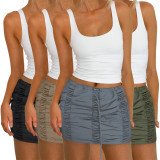 Casual Solid Color Pleated Skirts ASL-6688