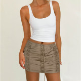 Casual Solid Color Pleated Skirts ASL-6688