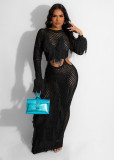 Knits Hollow Out Tassel Sequin Beach Maxi Dress CM-8691