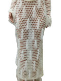 Knits Hollow Out Tassel Sequin Beach Maxi Dress CM-8691